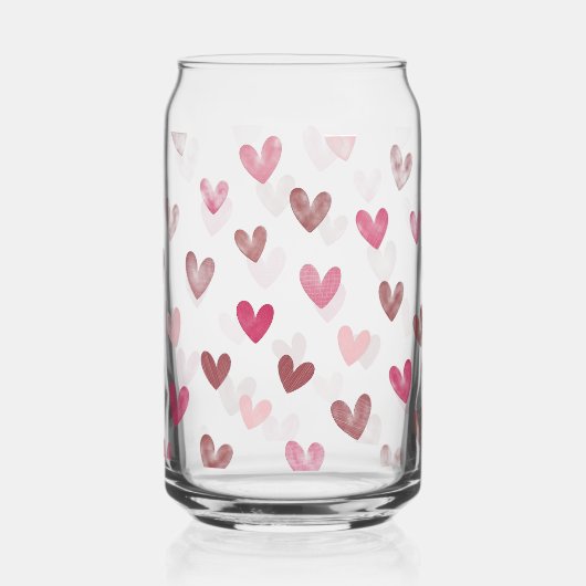 Cute Pink Heart Pattern – Romantic &Stylish Design Blikvorm Glas (Voorkant)