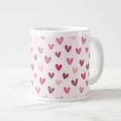 Cute Pink Heart Pattern – Romantic &Stylish Design Extra Grote Beker (Voorkant rechts)