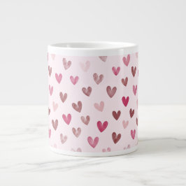 Cute Pink Heart Pattern – Romantic &Stylish Design Extra Grote Beker