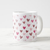 Cute Pink Heart Pattern – Romantic &Stylish Design Extra Grote Beker (Voorkant rechts)
