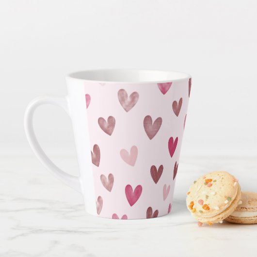 Cute Pink Heart Pattern – Romantic &Stylish Design Latte Mok (In situ)