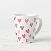 Cute Pink Heart Pattern – Romantic &Stylish Design Latte Mok (Rechterhoek)