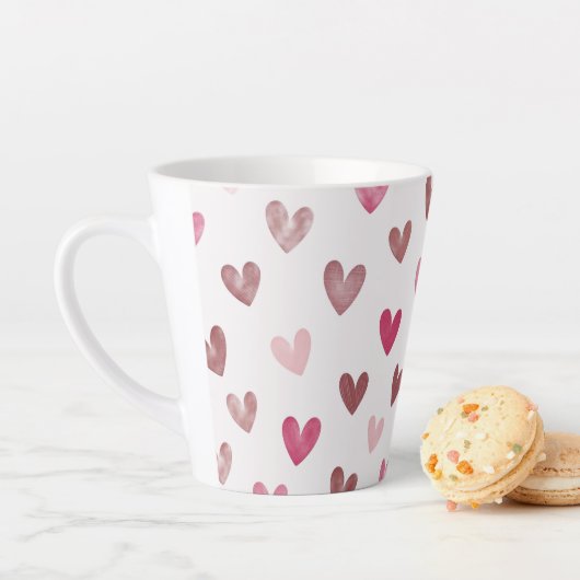 Cute Pink Heart Pattern – Romantic &Stylish Design Latte Mok (In situ)