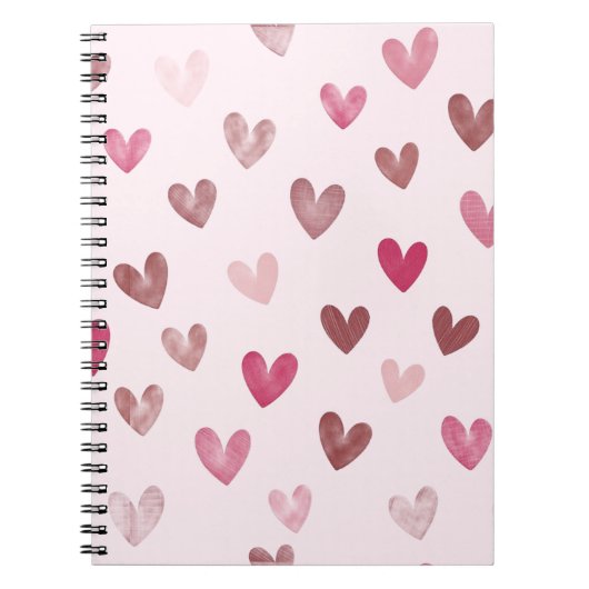 Cute Pink Heart Pattern – Romantic &Stylish Design Notitieboek (Voorkant)