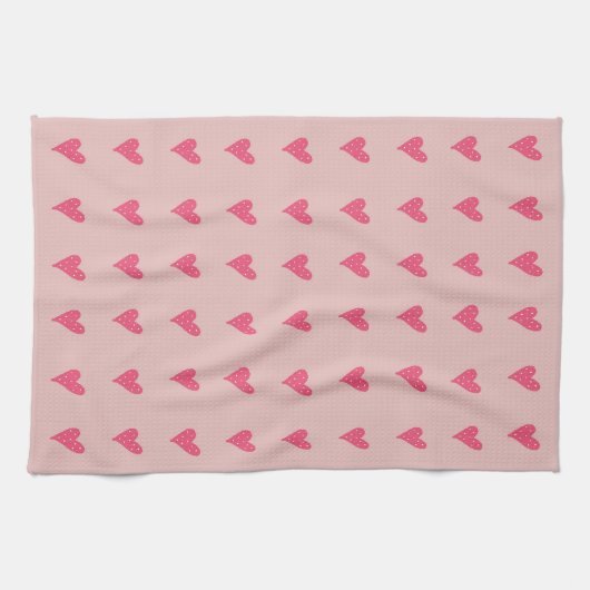 Cute Pink Heart Pattern Valentijn Day Theedoek (Horizontaal)