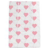 Cute Pink Heart Pattern White Medium Cadeauzakje (Achterkant)