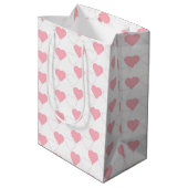 Cute Pink Heart Pattern White Medium Cadeauzakje (Achterkant Gekanteld)