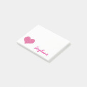 Cute Pink Heart Persoonlijke meisjesnaam Post-it® Notes (Schuin)