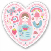 Cute Pink Heart Sticker (Voorkant)