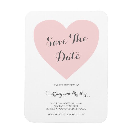 Cute Pink Heart Typography Wedding Save the Date Magneet (Verticaal)