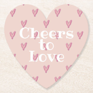 Cute Pink Heart Valentijnsdag Kartonnen Onderzetters