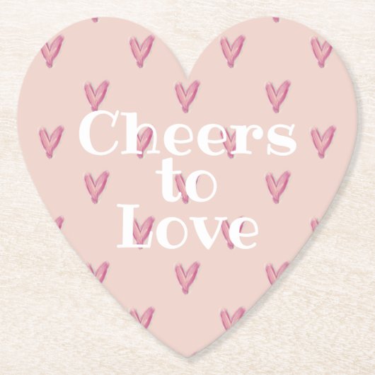 Cute Pink Heart Valentijnsdag Kartonnen Onderzetters (Voorkant)