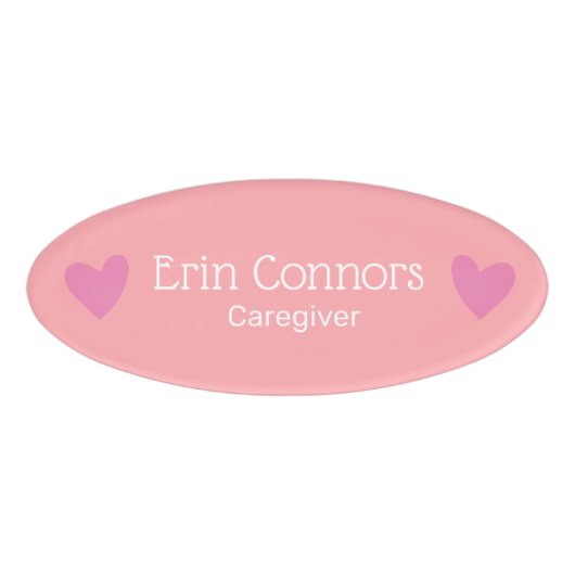 Cute Pink Heart Zorgverlener Naambadge (Voorkant)