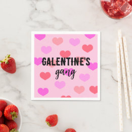 Cute Pink Hearts Galentines Day Custom Servet