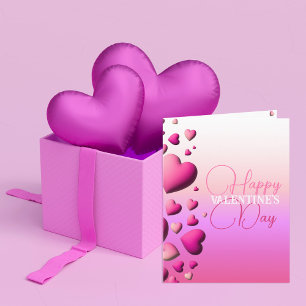 Cute Pink Hearts Happy Valentine's Day Kaart