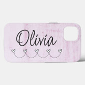 Cute Pink Hearts Name Case-Mate iPhone Case (Achterkant (horizontaal))