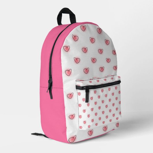 Cute Pink Hearts Patroon Bedrukte Rugzak (Achterkant Hoek Links)