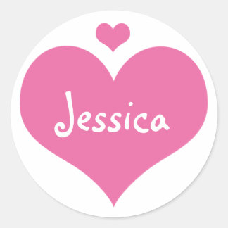 Cute Pink Hearts Personalized Girly Name Ronde Sticker