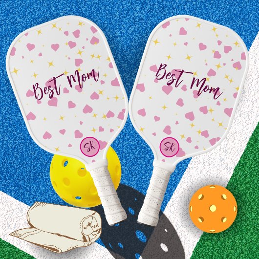 Cute Pink Hearts Pickleball Paddle for Mom Gift