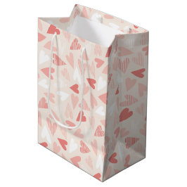 Cute Pink Hearts Valentijnsdag Medium Cadeauzakje