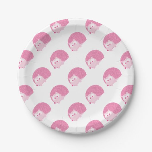 Cute Pink Hedgel Papieren Bordje (Voorkant)