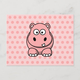 Cute Pink Hippo Briefkaart