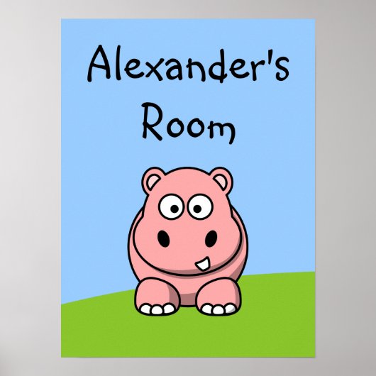 Cute Pink Hippo Poster (Voorkant)
