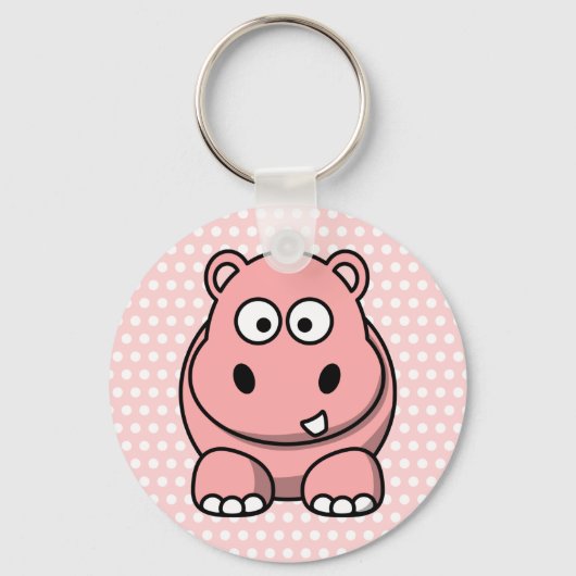 Cute Pink Hippo Sleutelhanger (Voorkant)