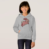 Cute Pink Hopping Bunny Rabbit Kids Hoodie (Devant entier)