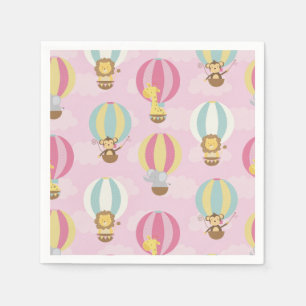 Cute Pink Hot Air Ballonpapier Servet
