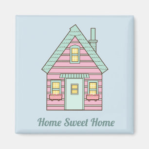 Cute Pink House Home Sweet Home Magneet