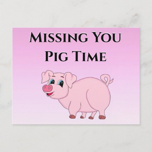 Cute Pink Illustratie Miss You Briefkaart (Voorkant)