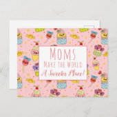 Cute Pink Kawaii Cupcake Happy Moederdag Briefkaart (Voorkant / Achterkant)