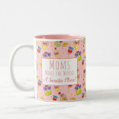 Cute Pink Kawaii Cupcake Pattern Moederdag Tweekleurige Koffiemok (Links)