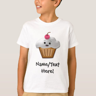 Cute Pink Kawaii Happy Face Cupcake Girls T-shirt