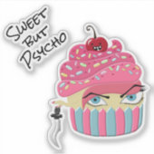 Cute Pink Kawaii Killer Cupcake Halloween Sticker (Voorkant)