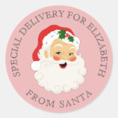 Cute Pink  kerstman Ronde Sticker (Voorkant)