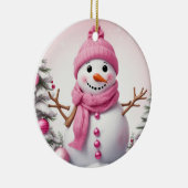 Cute Pink kerstman Snowman Keramisch Ornament (Rechts)