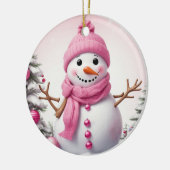 Cute Pink kerstman Snowman Keramisch Ornament (Links)