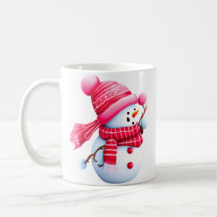 Cute Pink kerstman Snowman Koffiemok