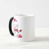 Cute Pink kerstman Snowman Magische Mok (Voorkant links)