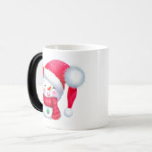 Cute Pink kerstman Snowman Magische Mok (Voorkant links)