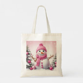 Cute Pink kerstman Snowman Tote Bag (Achterkant)