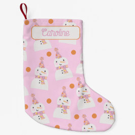 Cute Pink kerstmis Snowman Kinder Custom Kleine Kerstsok