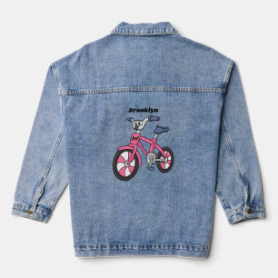 Cute pink kids bicycle cartoon illustration