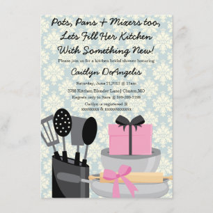 Cute Pink Kitchen Gadget Bridal Shower-uitnodiging Kaart