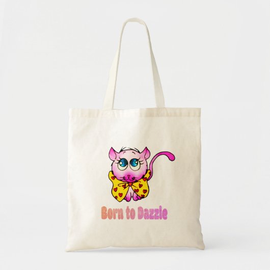 Cute Pink Kitty - Born to Dazzle Art Tote Bag (Voorkant)