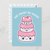 Cute Pink Kitty Cat Cake Briefkaart (Voorkant / Achterkant)