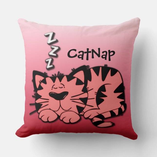 Cute Pink KItty Cat Nap Sierkussen (Voorkant)