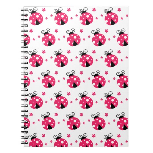 Cute Pink Labybirds and Flowers Notitieboek (Voorkant)